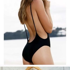 Sexy backless black one piece swim suit
